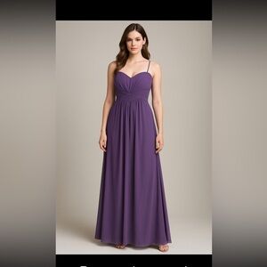 David's Bridal Strapless Purple Dress